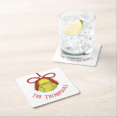 Whimsical Gold Niedlich Holiday Custom Rechteckiger Pappuntersetzer (Vor Ort)