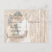 Whimsical Gold Script Foto Collage Save the Date Einladungspostkarte (Rückseite)