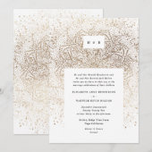 Whimsical Gold Sparkle Fantasy Monogram Wedding Einladung (Vorne/Hinten)
