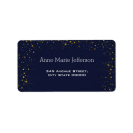 Whimsical Gold Starry Night Baby Dusche Adressaufkleber