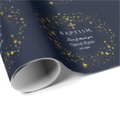 Whimsical Gold Starry Night Boy Taufe Geschenkpapier (Rolleneckpunkt)
