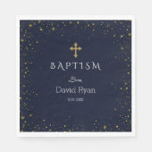 Whimsical Gold Starry Night Boy Taufe Serviette (Vorderseite)