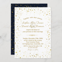 Whimsical Gold Starry Night Navy Blue Wedding
