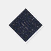 Whimsical Gold Starry Night Navy Blue Wedding Serviette (Ecke)