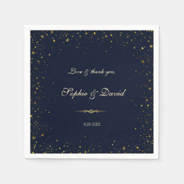 Whimsical Gold Starry Night Wedding Serviette