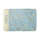 Whimsical Gold Stars auf Blue Personalisiert Badematte (Vorderseite)