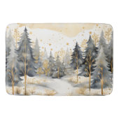 Whimsical Gold und Grau Winter im Wald Badematte (Vorderseite)