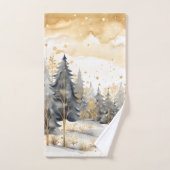 Whimsical Gold und Grau Winter im Wald Badhandtuch Set (Handtuch)