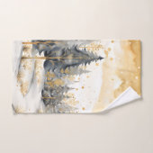 Whimsical Gold und Grau Winter im Wald Badhandtuch Set (Handtuch)