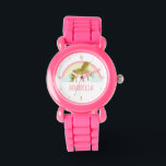 Whimsical Gold Unicorn Girl Armbanduhr<br><div class="desc">Schönes,  personalisiertes Einhorndesign.</div>