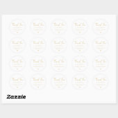 Whimsical Gold White Script Danke Hochzeit Runder Aufkleber (Blatt)