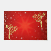 Whimsical Golden Bird Tree of Life Snowflakes Star Fußmatte (Vorderseite)