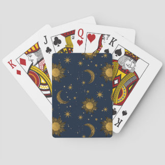 Whimsical Golden Celestial Night Sky Spielkarten