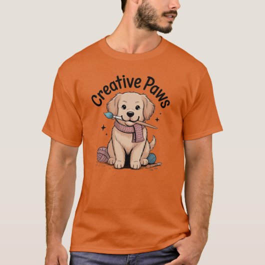 Whimsical Golden Retriever Crafting with Yarn Dog T-Shirt (Vorderseite)