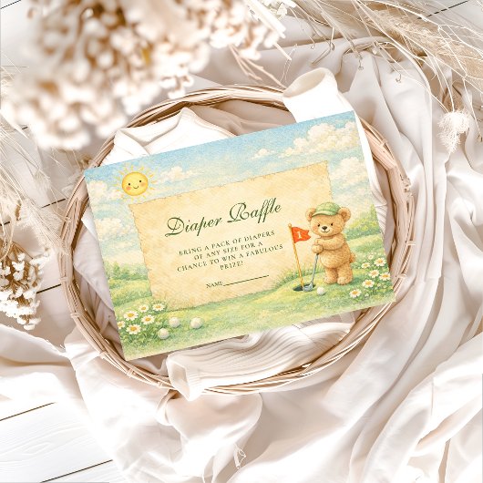 Whimsical Golf Story Diapper Raffle Begleitkarte