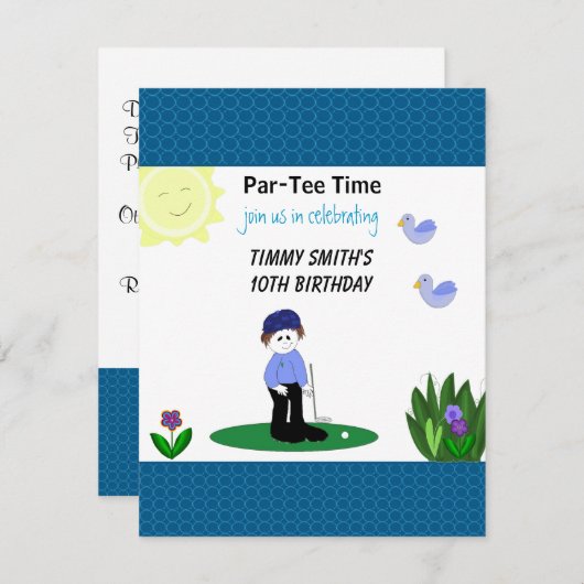 Whimsical Golfing Birthday Party Einladung (Vorne/Hinten)