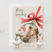 Whimsical Goose Christmas Feiertagskarte (Vorderseite)