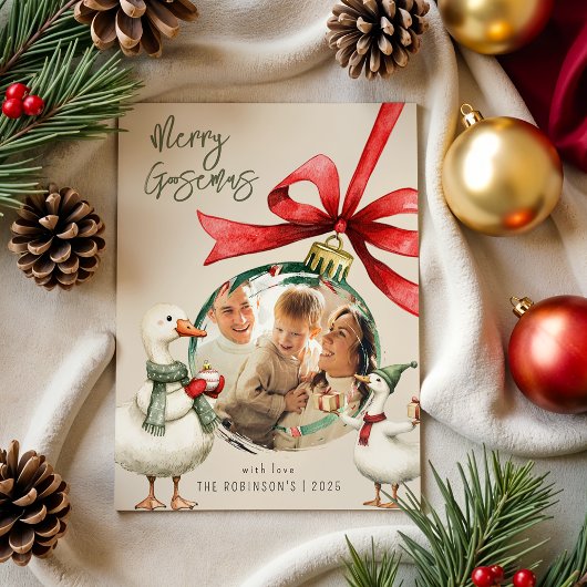Whimsical Goose Christmas Feiertagskarte