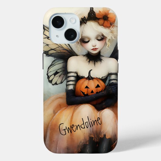 Whimsical Goth Fairy & Pumpkin Custom Halloween Case-Mate iPhone Hülle (Rückseite)