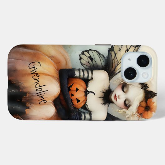 Whimsical Goth Fairy & Pumpkin Custom Halloween Case-Mate iPhone Hülle (Rückseite (Horizontal))