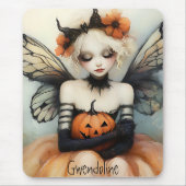 Whimsical Goth Fairy & Pumpkin Custom Halloween Mousepad (Vorne)