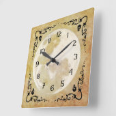 Whimsical Goth Full Moon Halloween Quadratische Wanduhr (Winkel)