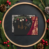 Whimsical Gothic Black Cat Holiday Party RSVP Card Begleitkarte