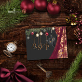 Whimsical Gothic Black Cat Holiday Party RSVP Card Begleitkarte