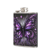 Whimsical Gothic Butterfly Lila Black Colorful Flachmann (Links)