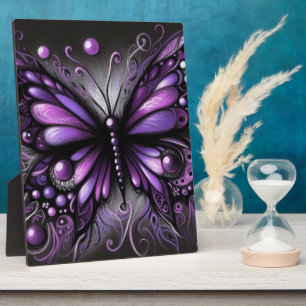 Whimsical Gothic Butterfly Lila Black Colorful Fotoplatte