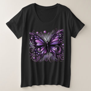 Whimsical Gothic Butterfly Lila Black Colorful Große Größe T-Shirt