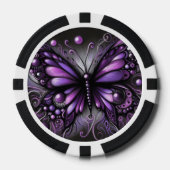 Whimsical Gothic Butterfly Lila Black Colorful Pokerchips (Vorderseite)