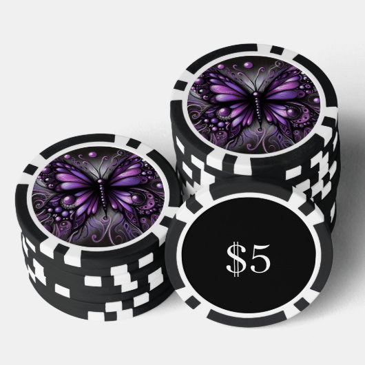 Whimsical Gothic Butterfly Lila Black Colorful Pokerchips (Stapel)