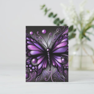 Whimsical Gothic Butterfly Lila Black Colorful Postkarte