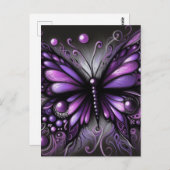 Whimsical Gothic Butterfly Lila Black Colorful Postkarte (Vorne/Hinten)