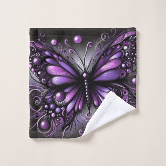 Whimsical Gothic Butterfly Lila Black Colorful Waschlappen (Waschlappen)