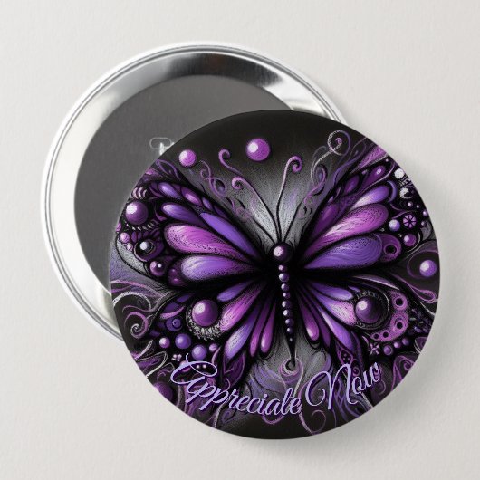 Whimsical Gothic Butterfly Purple Personalized Button (Vorne & Hinten)