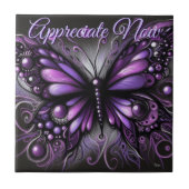 Whimsical Gothic Butterfly Purple Personalized Fliese (Vorderseite)
