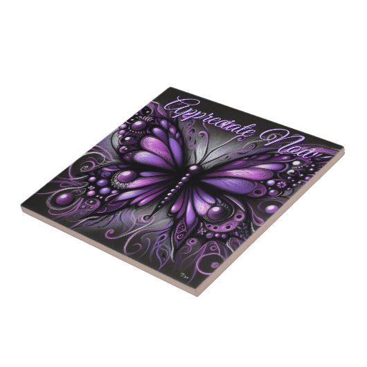 Whimsical Gothic Butterfly Purple Personalized Fliese (Seite)