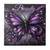 Whimsical Gothic Butterfly Purple Personalized Fliese (Vorderseite)