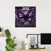 Whimsical Gothic Butterfly Purple Personalized Poster (Heimbüro)