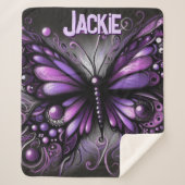 Whimsical Gothic Butterfly Purple Personalized Sherpadecke (Vorderseite)