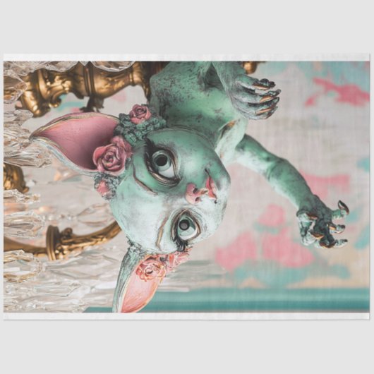 Whimsical Gothic Cat Gargoyle Decoupage Seidenpapier (Vorderseite)