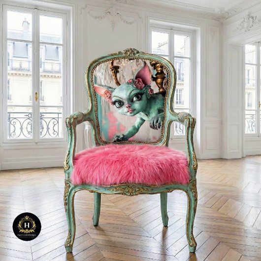 Whimsical Gothic Cat Gargoyle Decoupage Seidenpapier