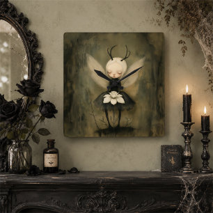 Whimsical Gothic Fairycore Dark Fantasy Floral Quadratische Wanduhr