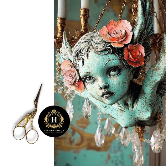 Whimsical Gothic Gargoyle Fairy Floral Decoupage Seidenpapier