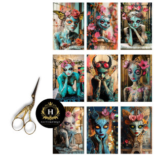 Whimsical Gothic Paris Gargoyl Decoupage  Seidenpapier