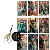 Whimsical Gothic Paris Gargoyle Decoupage Seidenpapier