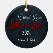 Whimsical Gothic Weihnachten Weihnachten Keramik Ornament (Hinten)