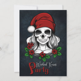Whimsical Gothic Weihnachts-Party Santa Skull Einladung